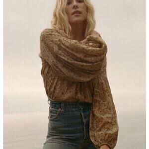 DOEN Thistle Blouse Jaipur Mustard Floral Print XS Boho